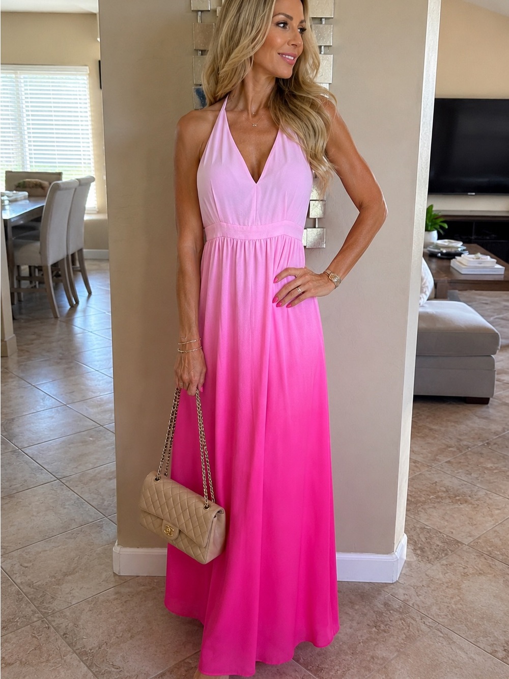 Express Light Pink Ombre Maxi Dress
